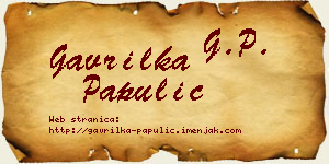 Gavrilka Papulić vizit kartica